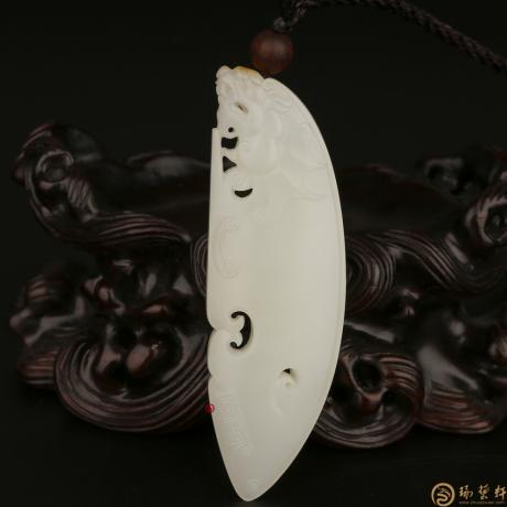 【琢艺轩】新疆和田黄皮白玉籽玉挂件 府上有龙 18.6克