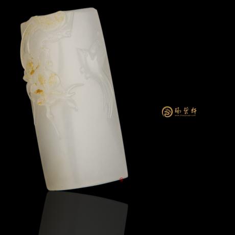 【琢艺轩】新疆和田黄皮羊脂白籽玉挂件 喜上眉梢 31克