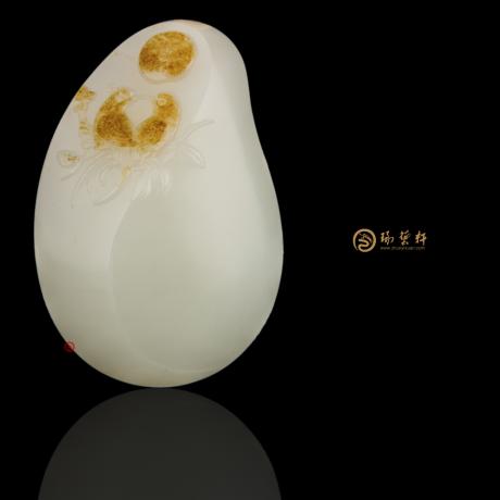 【琢艺轩】新疆和田红皮白玉籽玉挂件 花好月圆 50克