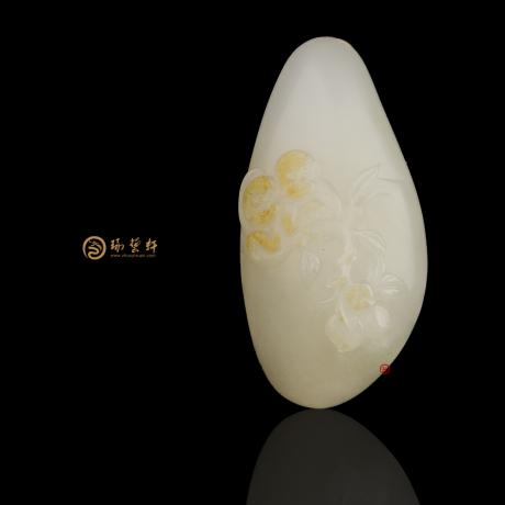 【琢艺轩】新疆和田黄皮白玉籽玉挂件 灵猴献寿 42克