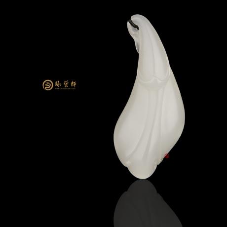 【琢艺轩】新疆和田洒金皮羊脂白籽玉挂件 兰花 13克