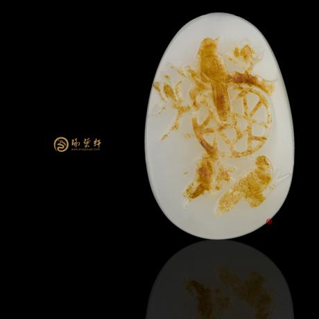 【琢艺轩】新疆和田红皮一级白玉籽玉挂件 抬头见喜 25克