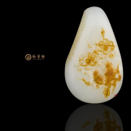 【琢艺轩】新疆和田红皮一级白籽玉挂件 喜上眉梢 54克