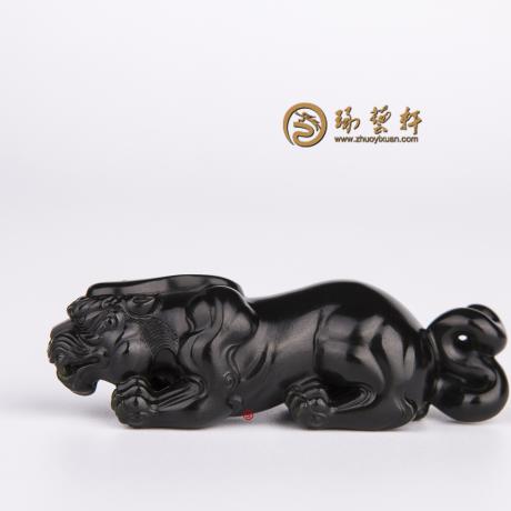【琢艺轩】新疆和田墨碧籽玉挂件 貔貅 33.4克