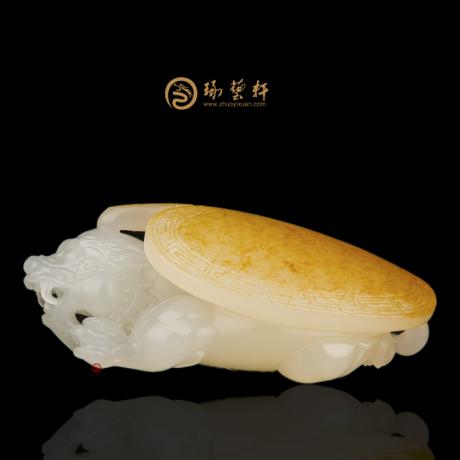 【琢艺轩】新疆和田红皮羊脂白籽玉挂件 龙龟 33克