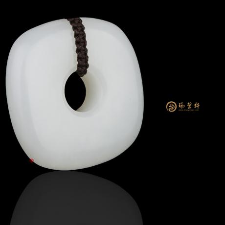 【琢艺轩】新疆和田洒金皮羊脂白籽玉挂件 平安扣 26.9克