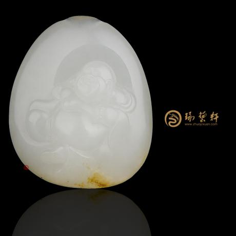 【琢艺轩】新疆和田洒金皮一级白籽玉挂件 弥勒佛 14克