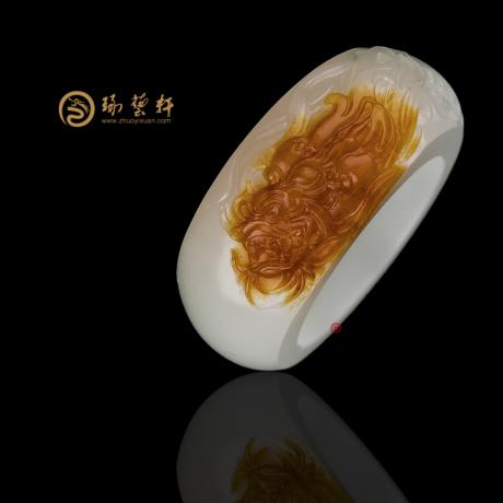 【琢艺轩】新疆和田红沁皮一级白籽玉扳指 神武 11.8克