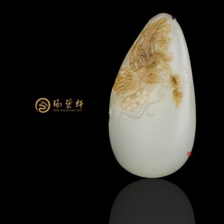 【琢艺轩】新疆和田玉红沁白玉籽玉挂件  喜上眉梢  28克