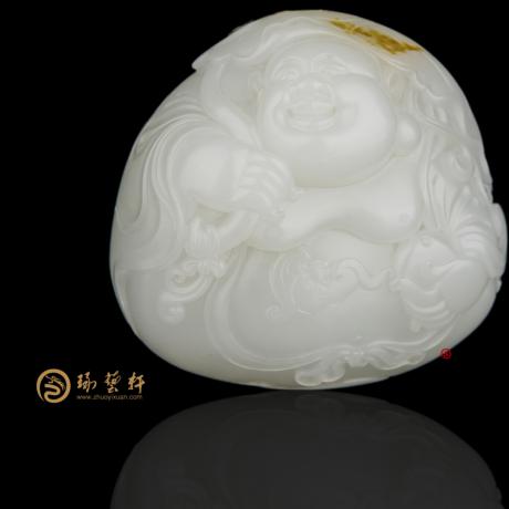 【琢艺轩】穆宇静 新疆和田黄皮羊脂白籽玉把件 弥勒佛（独籽） 184.2克