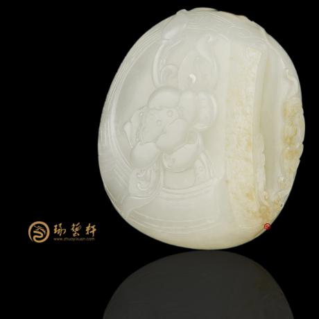 【琢艺轩】新疆和田玉黄皮白玉籽玉把件 出淤泥而不染 48克