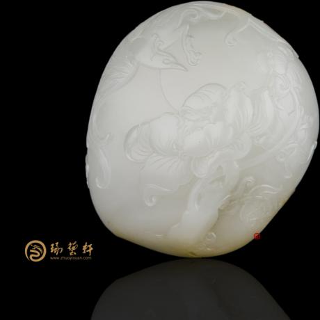 【琢艺轩】新疆和田玉黄皮白玉籽玉把件 花好月圆 163克