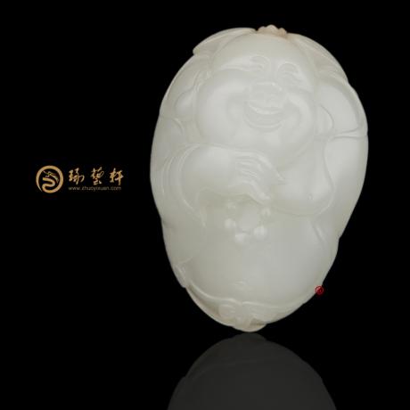【琢艺轩】新疆和田黄皮一级白玉籽玉挂件 弥勒佛 26.3克