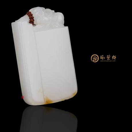 【琢艺轩】新疆和田黄皮一级白籽玉牌子 守护 40.8克