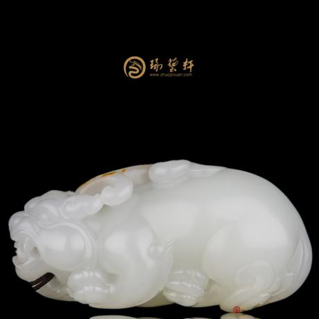 【琢艺轩】黄杨洪 新疆和田红皮一级白籽玉把件 鸿运当头 77.6克