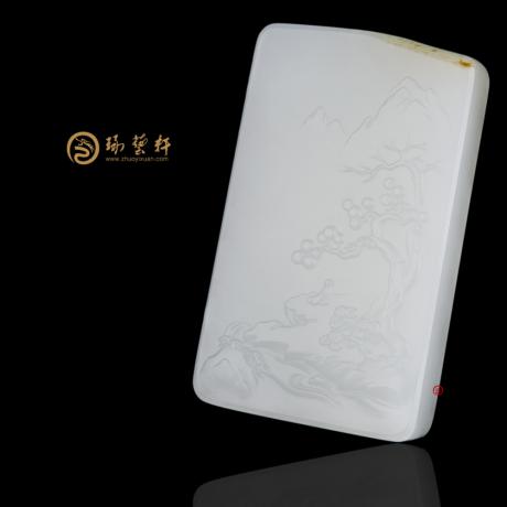 【琢艺轩】新疆和田红皮羊脂白籽玉牌子 清风徐来 65.5克