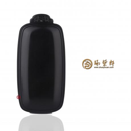 【琢艺轩】新疆和田墨碧籽玉挂件 平安无事牌 34.7克