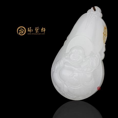 【琢艺轩】新疆和田红皮一级白籽玉挂件 弥勒佛 34克