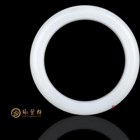 【琢艺轩】新疆和田洒金皮羊脂白籽玉 手镯 62.1克