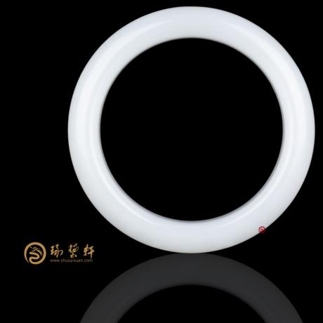 【琢艺轩】新疆和田洒金皮羊脂白籽玉 手镯 58.4克