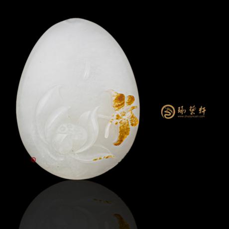 【琢艺轩】新疆和田红皮羊脂白籽玉挂件 荷香 17.3克