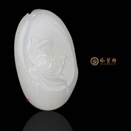 【琢艺轩】新疆和田白皮羊脂白籽玉挂件 荷花 13.4克