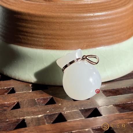 【琢艺轩】新疆和田羊脂白籽玉金镶玉挂件 福袋 4/4.3克