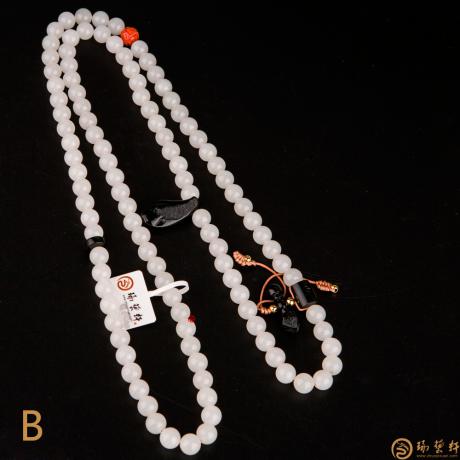 【琢艺轩】新疆和田羊脂白手链 108颗手串 96克