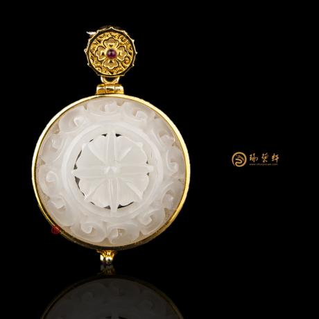 【琢艺轩】新疆和田玉籽玉羊脂白镶嵌18K金 香囊 7克