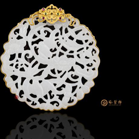 【琢艺轩】新疆和田一级白籽玉挂件 福寿吉祥佩