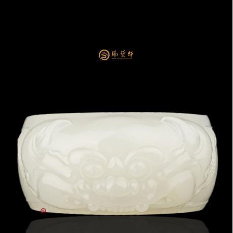 【琢艺轩】新疆和田白皮白玉籽玉扳指 龙戒 21.7克