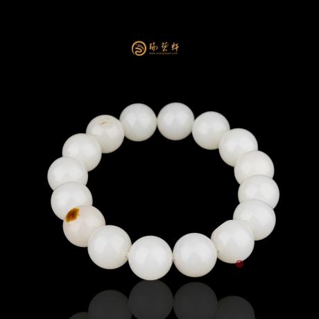 【琢艺轩】新疆和田红皮羊脂白籽玉 手链 54.4克