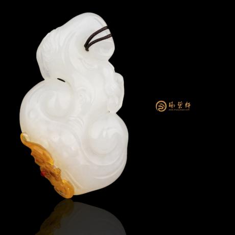 【琢艺轩】新疆和田红沁皮羊脂白籽玉挂件 如意 17克