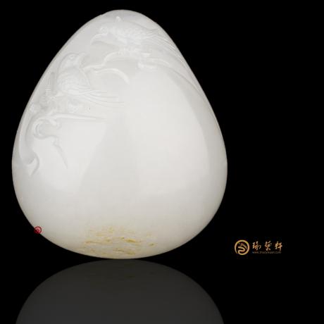 【琢艺轩】新疆和田洒金皮白玉籽玉挂件 喜上眉梢 37.9克