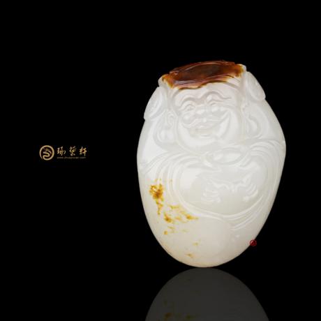 【琢艺轩】新疆和田红沁白玉籽玉挂件 鸿运当头 17克