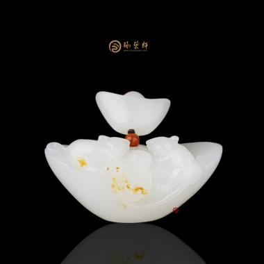 新疆和田黄皮一级白籽玉把件 老数钱 43.2克