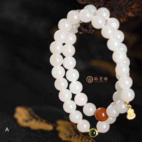 【琢艺轩】新疆和田籽玉羊脂白 手链 36克