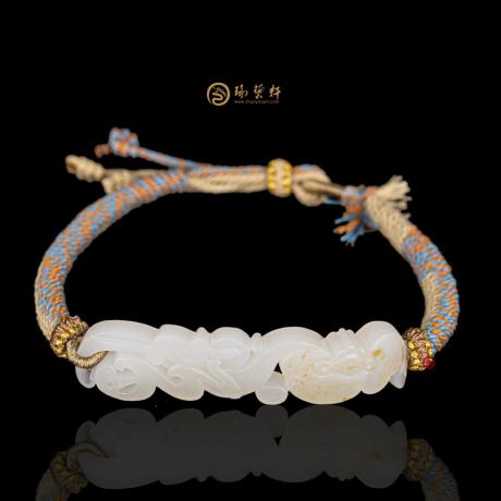 【琢艺轩】新疆和田洒金皮羊脂白玉籽玉 手牌 7.8克