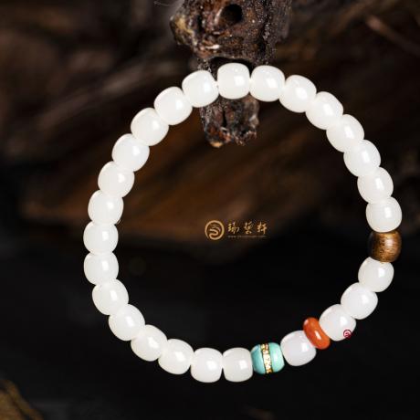 【琢艺轩】新疆和田羊脂白籽玉 手链 16克