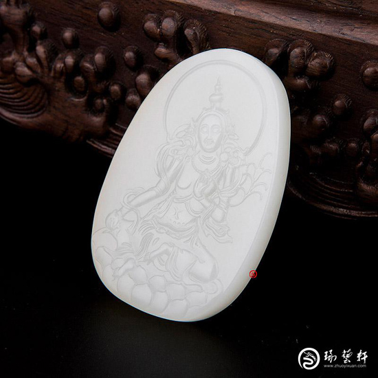 新疆和田黄皮一级白玉籽玉 牌子 度母