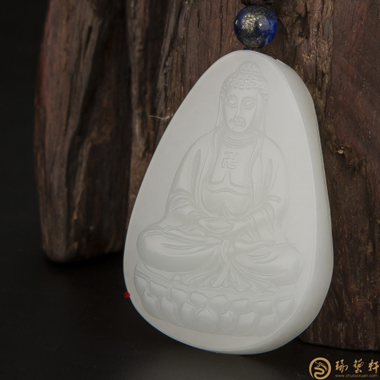新疆和田玉白皮一级白玉籽玉玉牌 阿弥陀佛