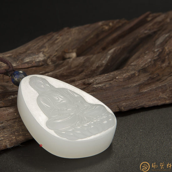 新疆和田玉白皮一级白玉籽玉玉牌 阿弥陀佛