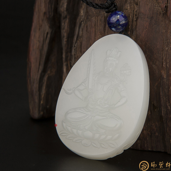 新疆和田玉白皮一级白玉籽玉把件 虚空藏